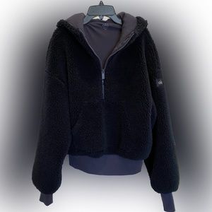 Alo Yoga Half Zip Sherpa Navy Blue Pullover Jacket Size Xsmall